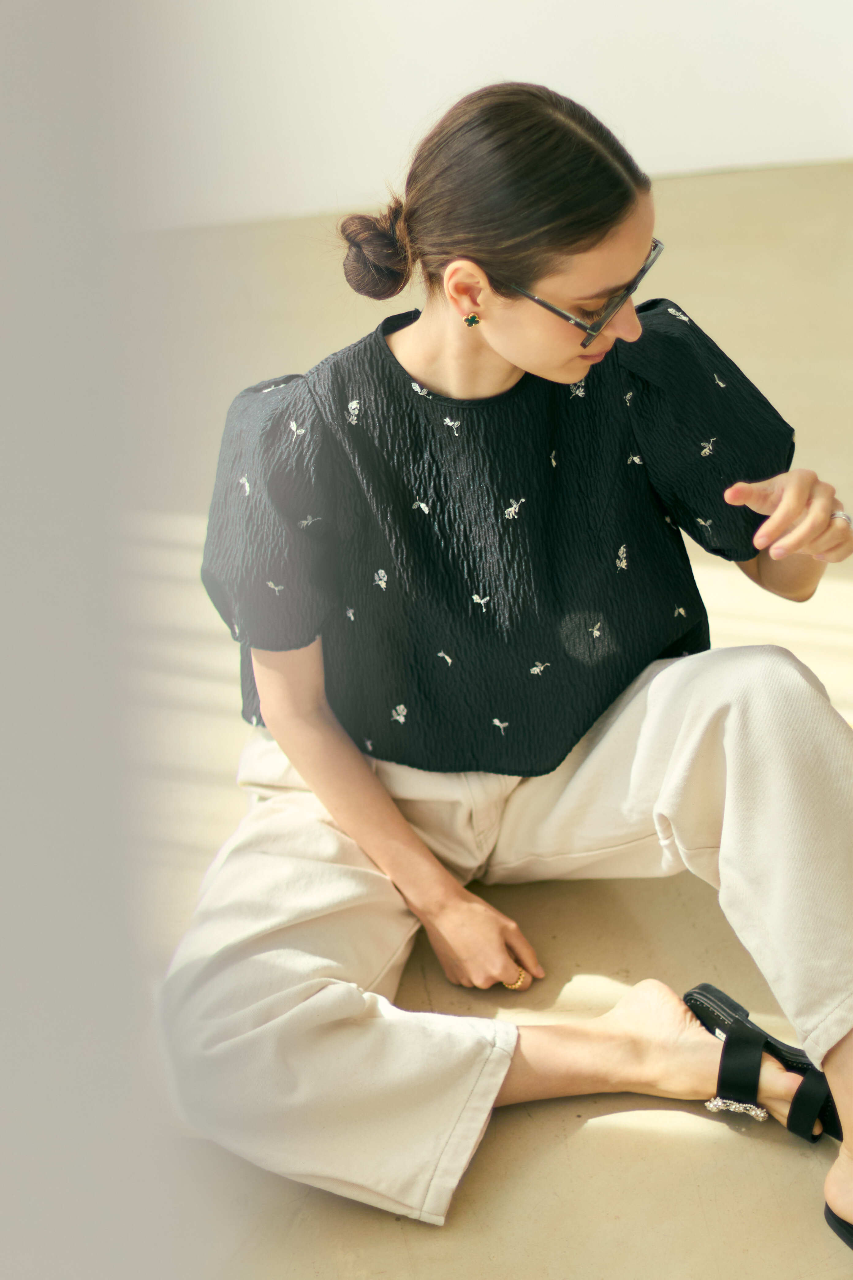 bichon♡様✨️美品 BLUELEA Dot jacquard blouse Bluelea