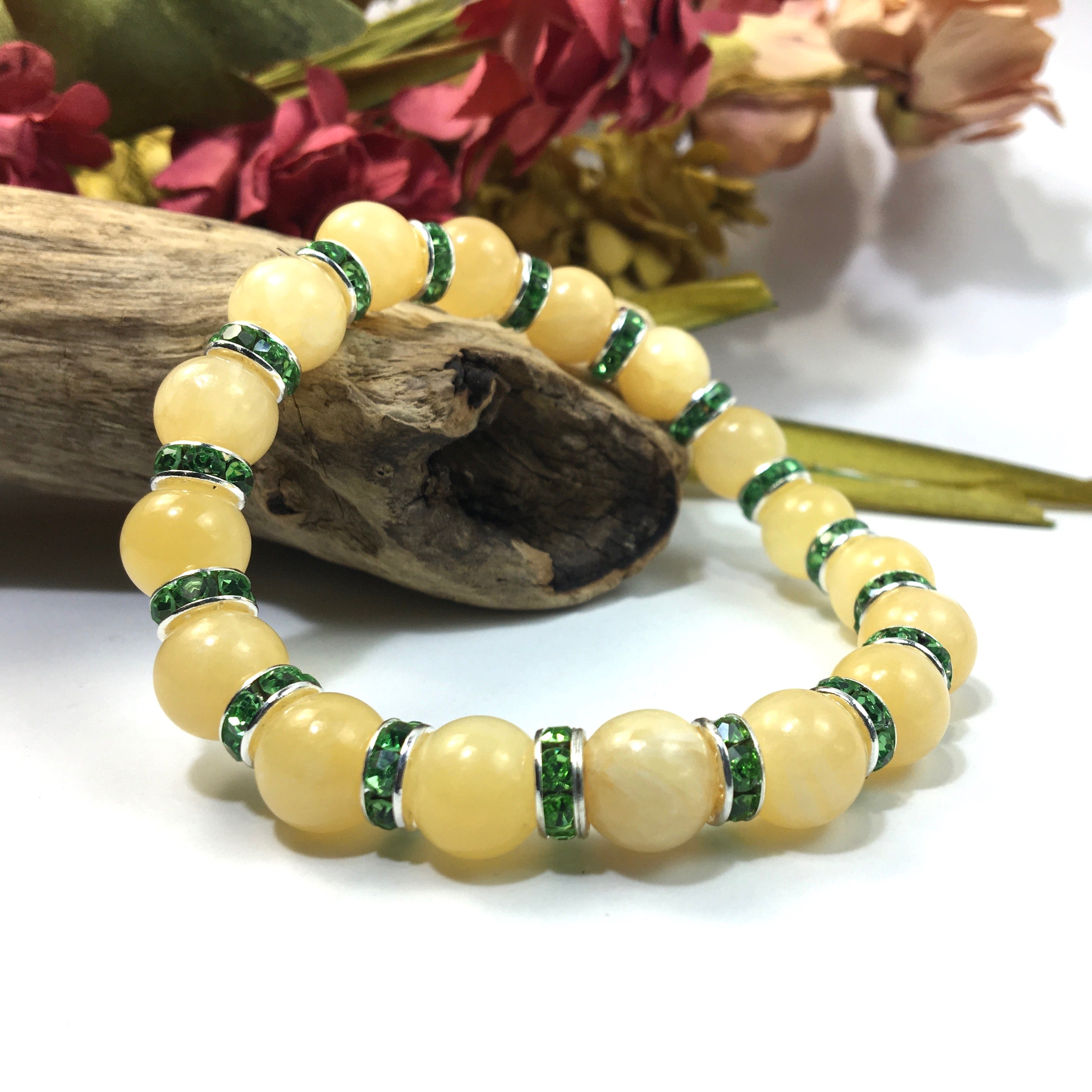 アラゴナイト パワーストーン ブレスレット 天然石 10mm （グリーン