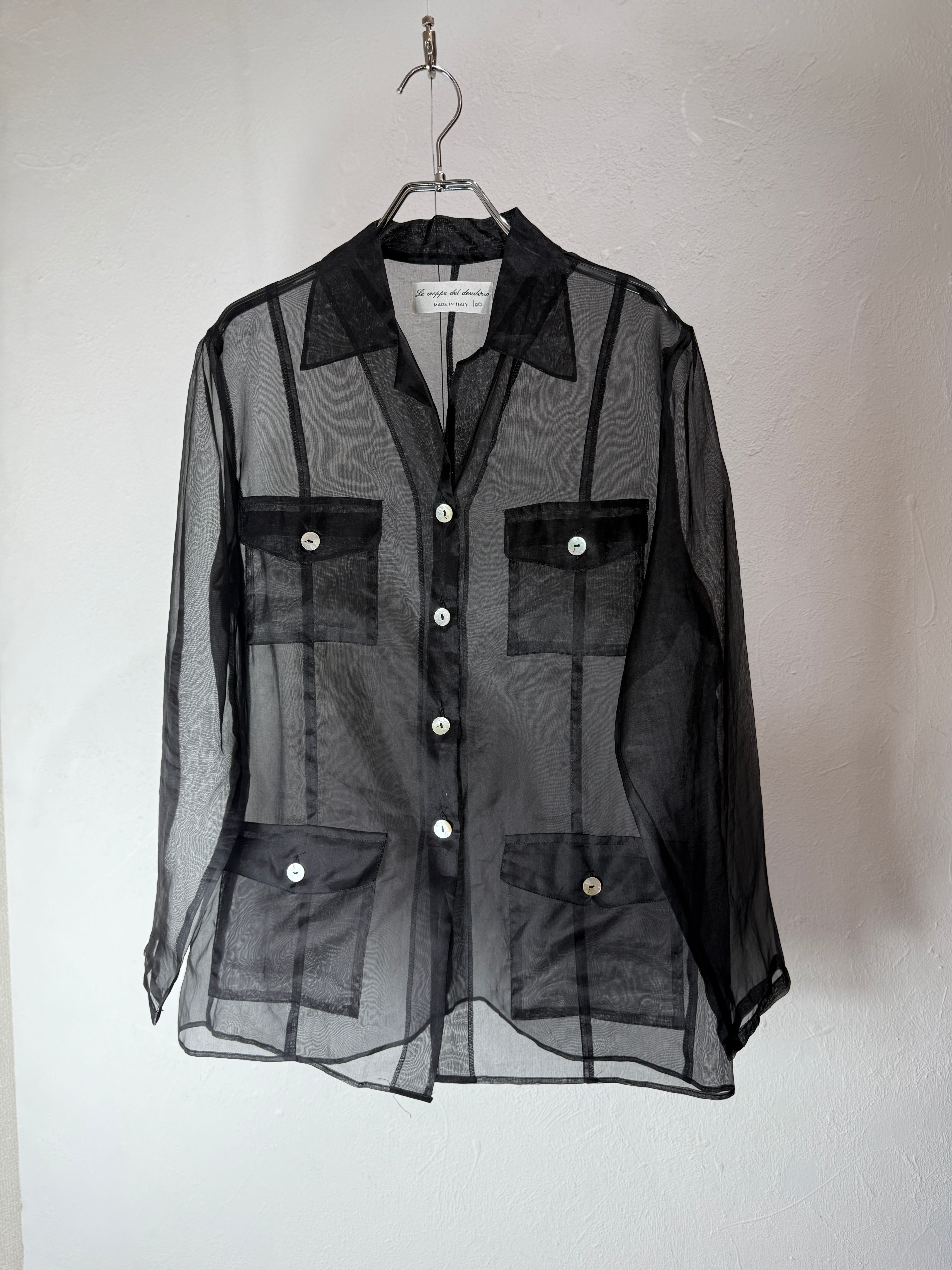 90’s Italy Made silk Sheer Utility shirt jacket