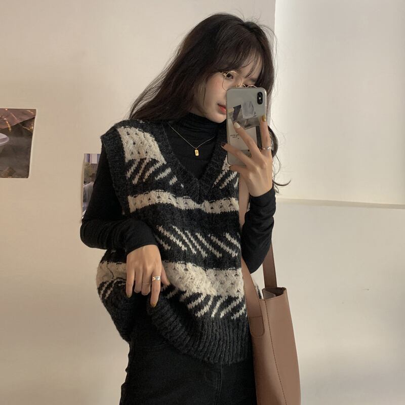 ストライプニットスプリングスタンダード レッド レトロ 春物 スーパーモール75751103335