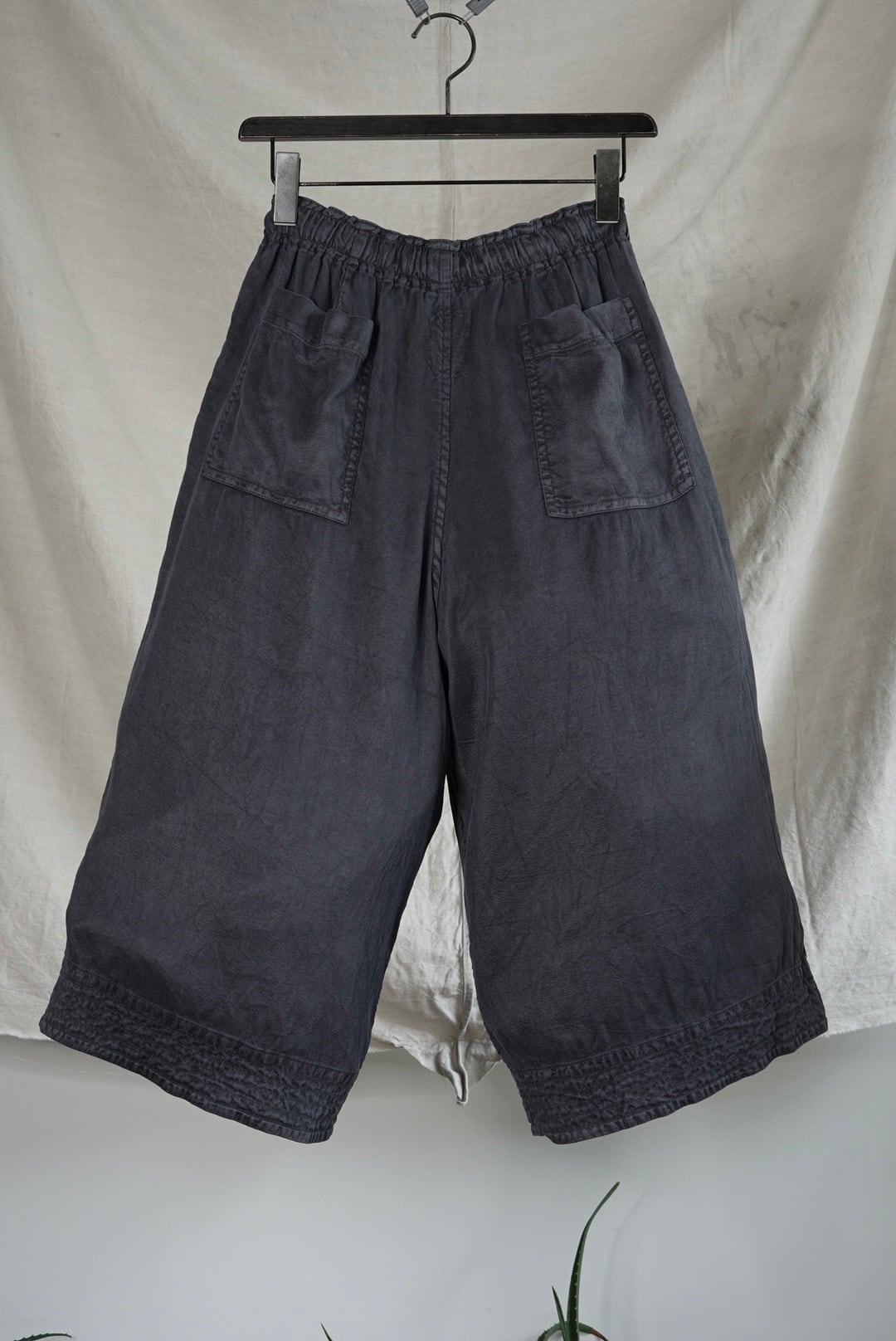 Chez VIDALENC ガウチョパンツ リネンライククロス タックガウチョパンツ