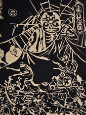 手ぬぐい　源頼光公館土蜘作妖怪図　[D80]