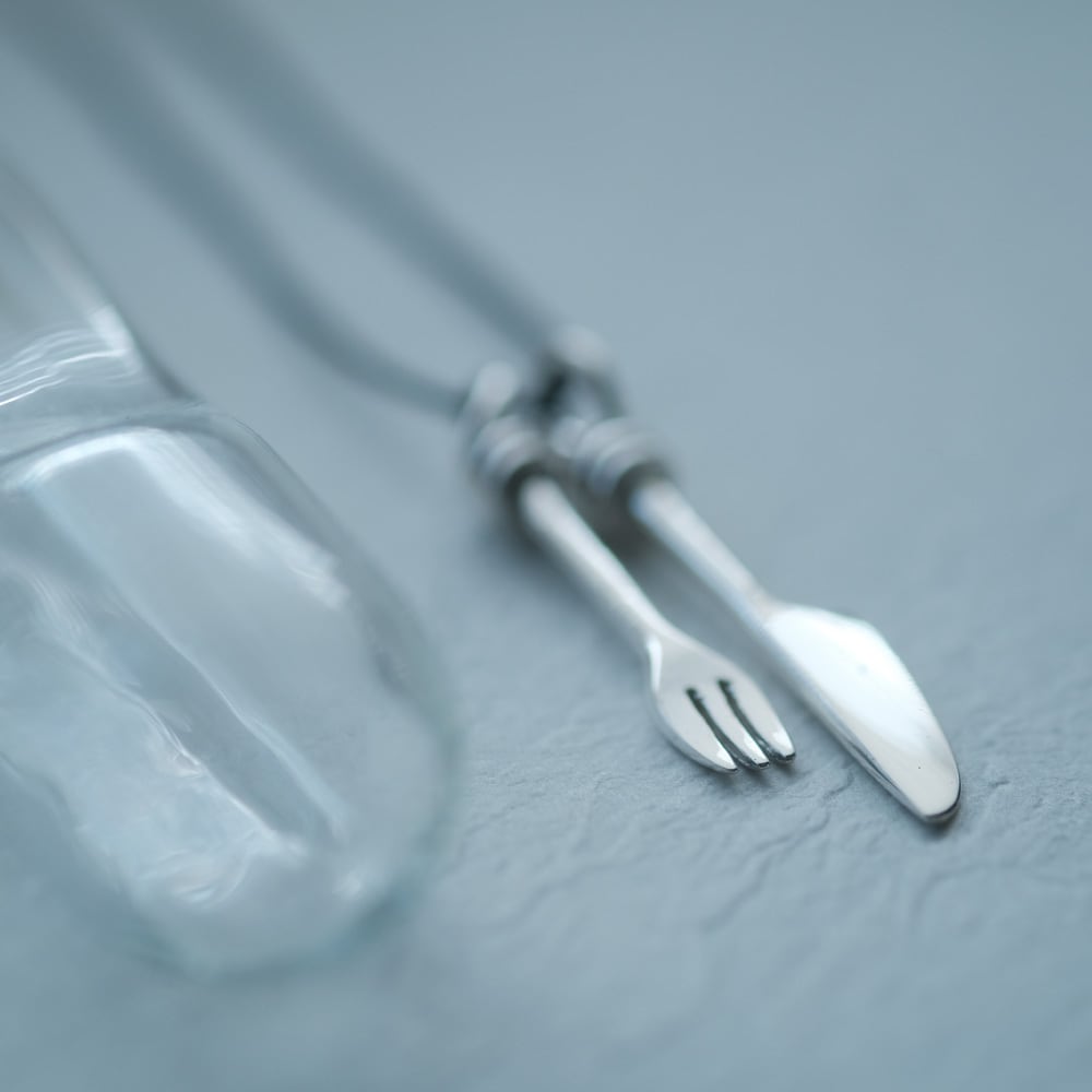 フォーク & ナイフ ミニチュア コード ネックレス シルバー925