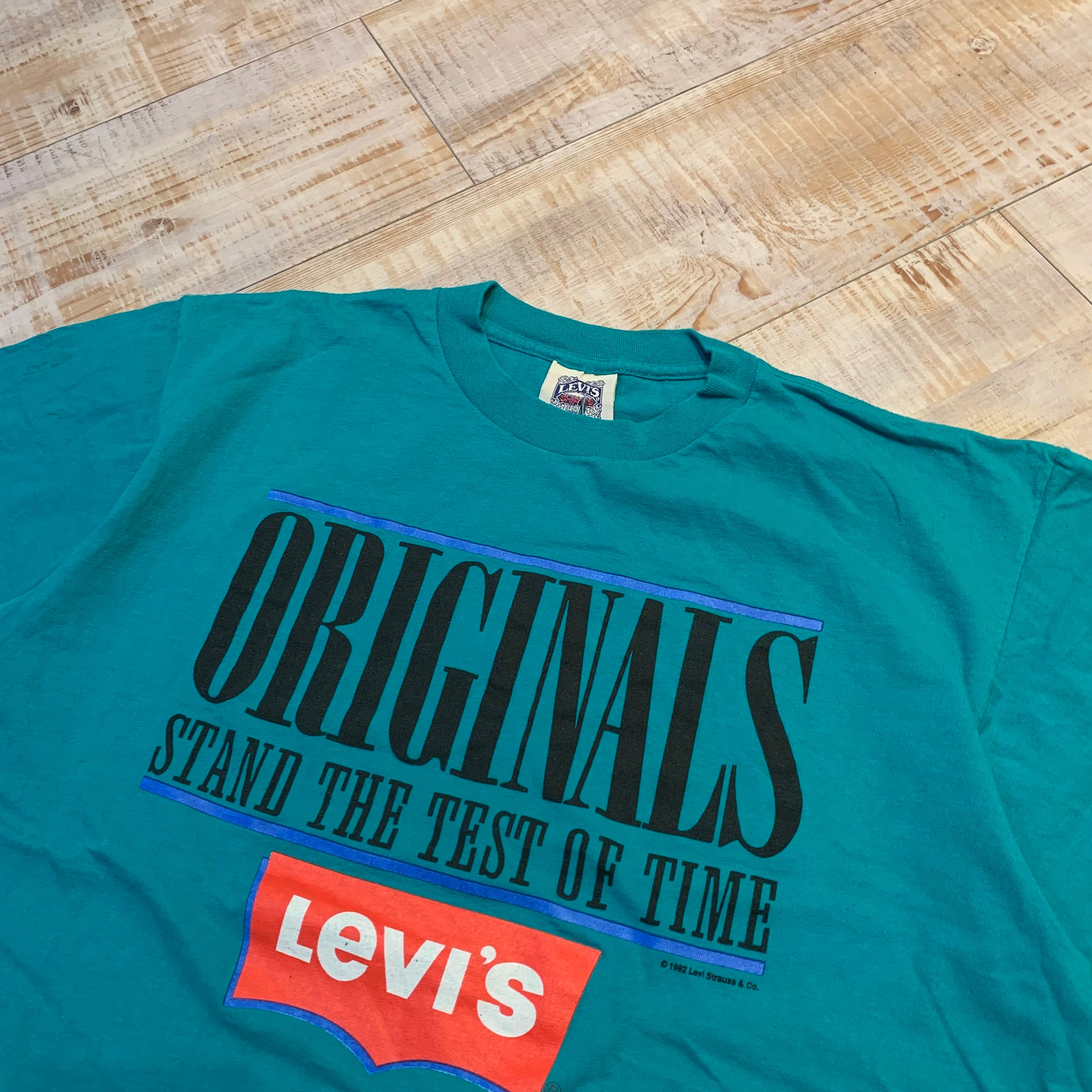 USA製 90年代 “L” Levi's リーバイス プリントTシャツ ターコイズ