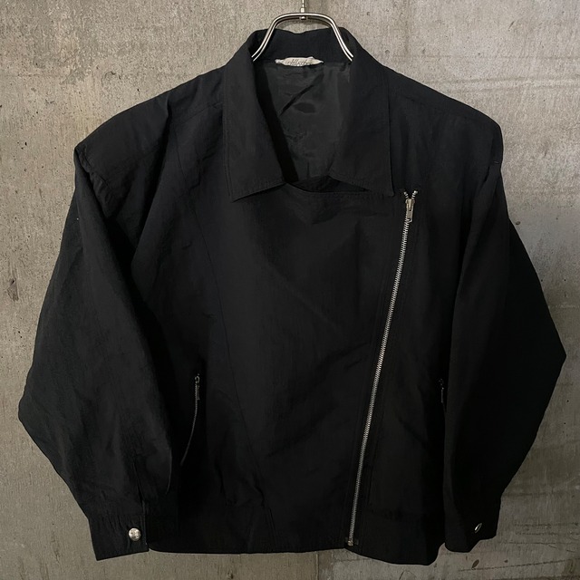 〖vintage〗zip design short nylon blouson jacket/ジップ デザイン 短丈 ナイロン ブルゾン ジャケット/lsize/#0513
