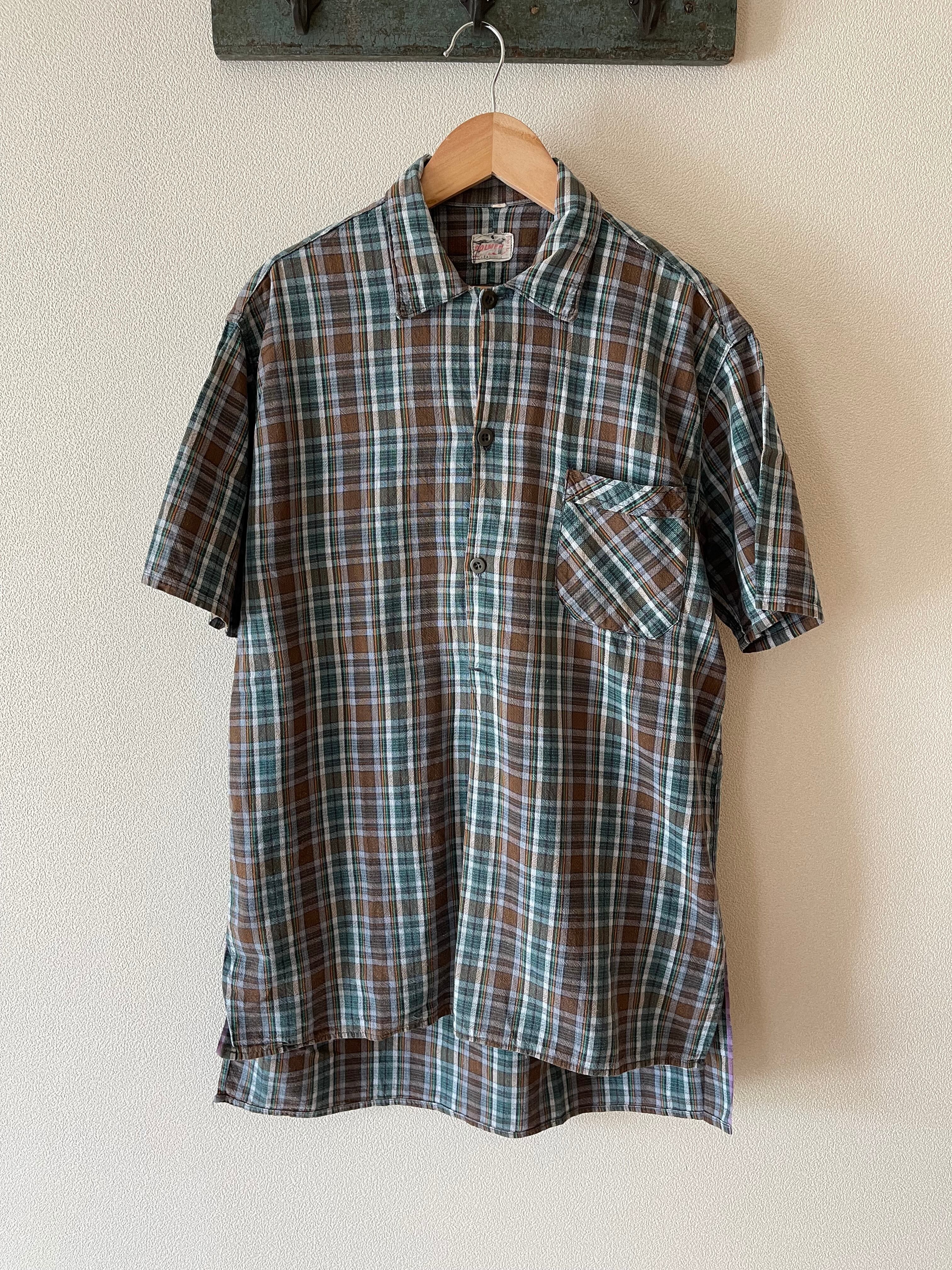 French vintage cotton short sleeve shirt "DOLMEN"