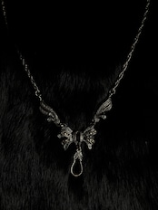 ribbon motif vintage necklace-5217-4