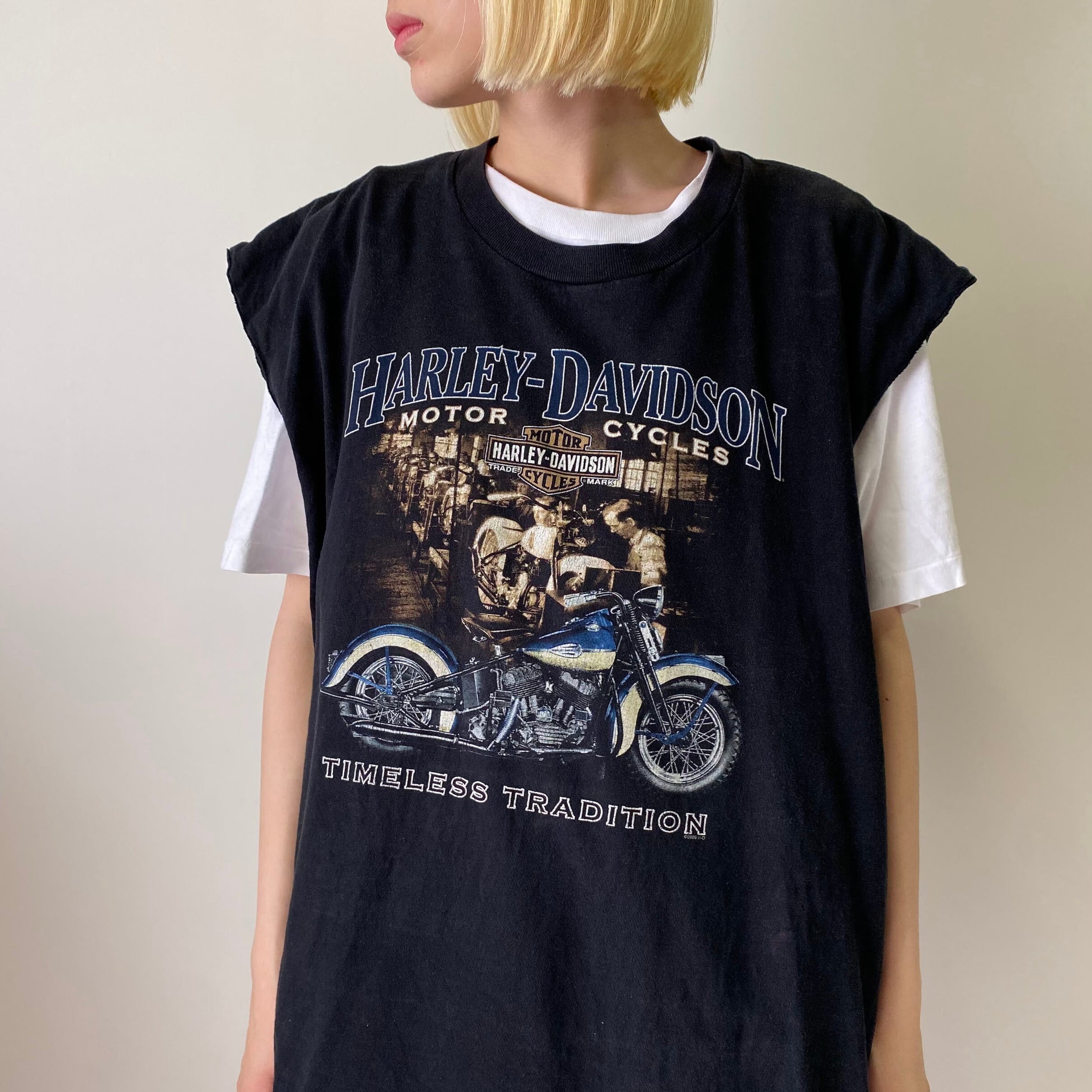 新入荷SALE対象外】00年代 Harley-Davidson 袖カットオフ ハーレー 