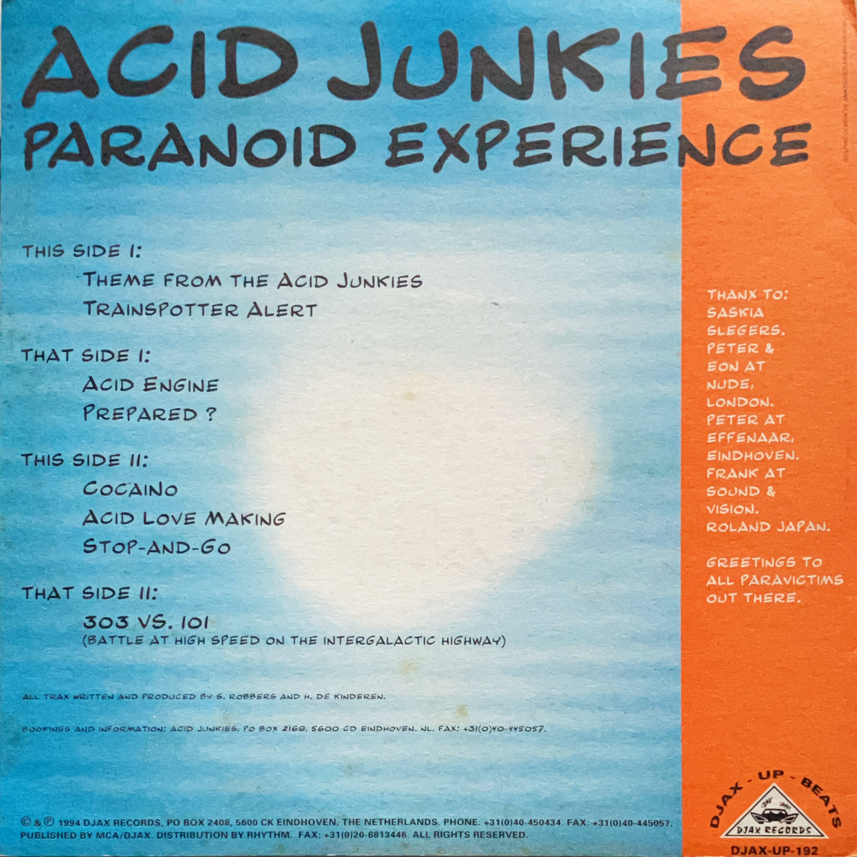 2LP】Acid Junkies / Paranoid Experience (Djax-Up-Beats) (DJAX-UP