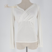 社交ダンス 衣装 トップス ブラウス ホワイト系 チャコットロイヤルダンス Chacott ROYAL DANCE 白 無地 シンプル 練習 レッスン 伸縮 ストレッチ 長袖 明るい 爽やか イベント ステージ パーティー 上品 かわいい