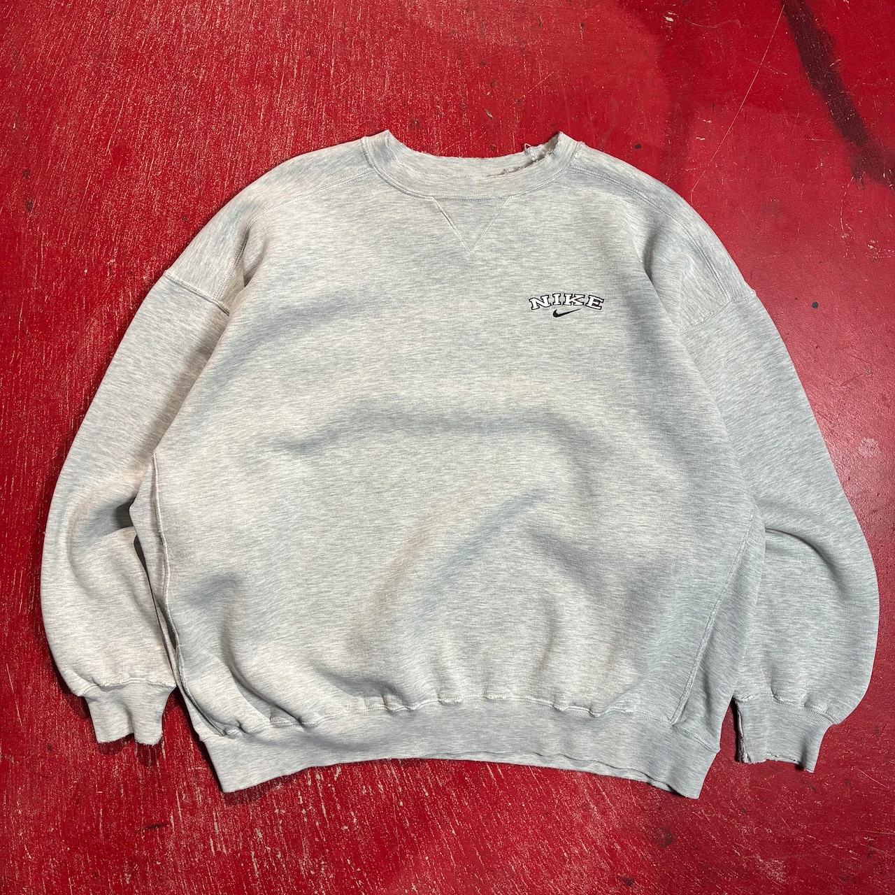 90s NIKE ワンポイント刺繍スウェット グレー 襤褸 ナイキ