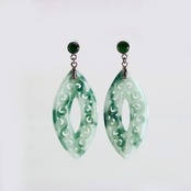 K18WG 透かし彫り翡翠ピアス A貨翡翠 jd_mm1180