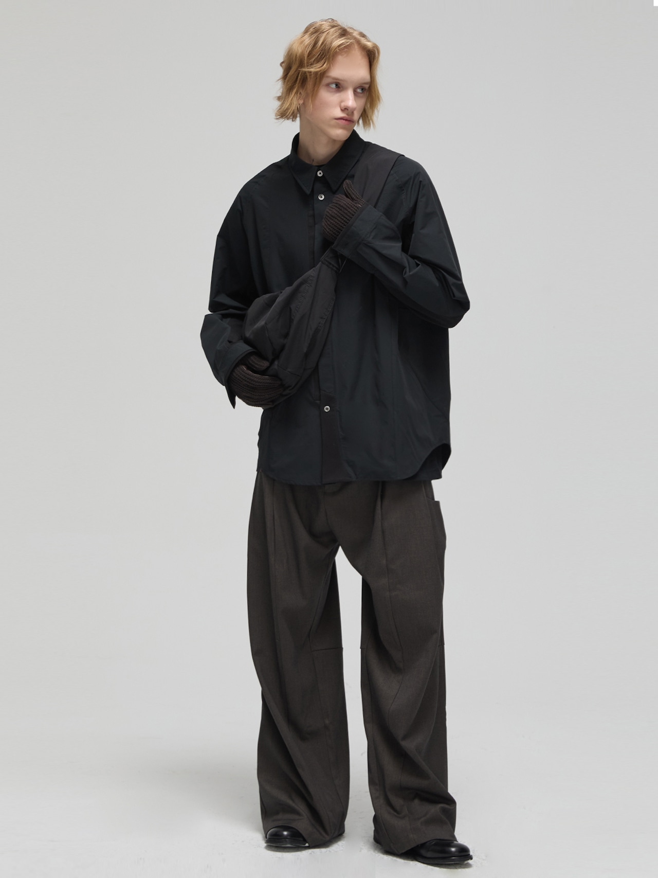 DECESOLO 24AW マルチ素材パッチワーク ルーズシルエットシャツ