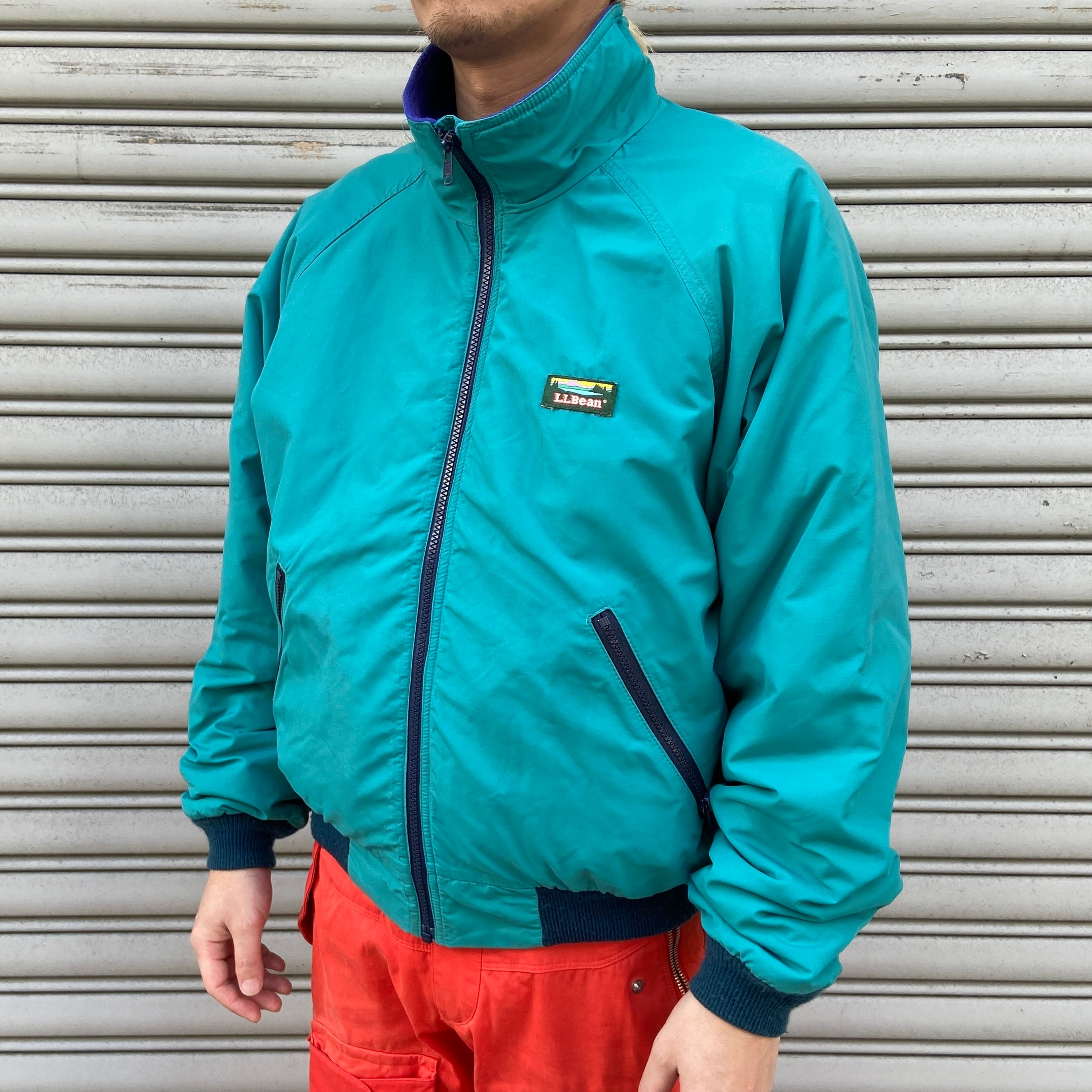 90s エルエルビーウォームアップジャケット ベスト グリーン L 80's L.L.bean ウォームアップジャケット 