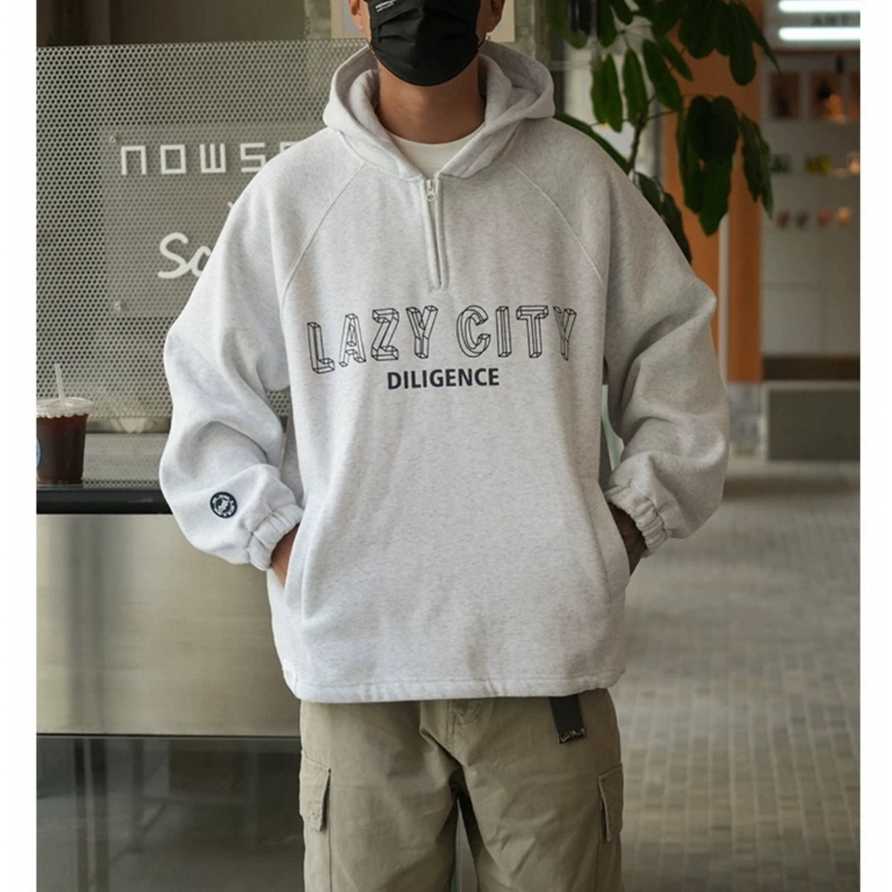 Big silhouette half zip-up parka 0447 - 6