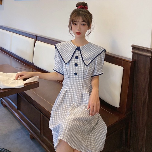 ✞ ドレス ワンピースサマースタンダードウエストすっきり☆着痩せロングチェック柄スカート 大人女子☆ レトロ スウィート 夏物 ✞ゴスロリ SM ミリ 甘ロリ クラロリ 和ロリ エレガント 黒ロリ 姫ロリ 華ロリ BB-BB4096701