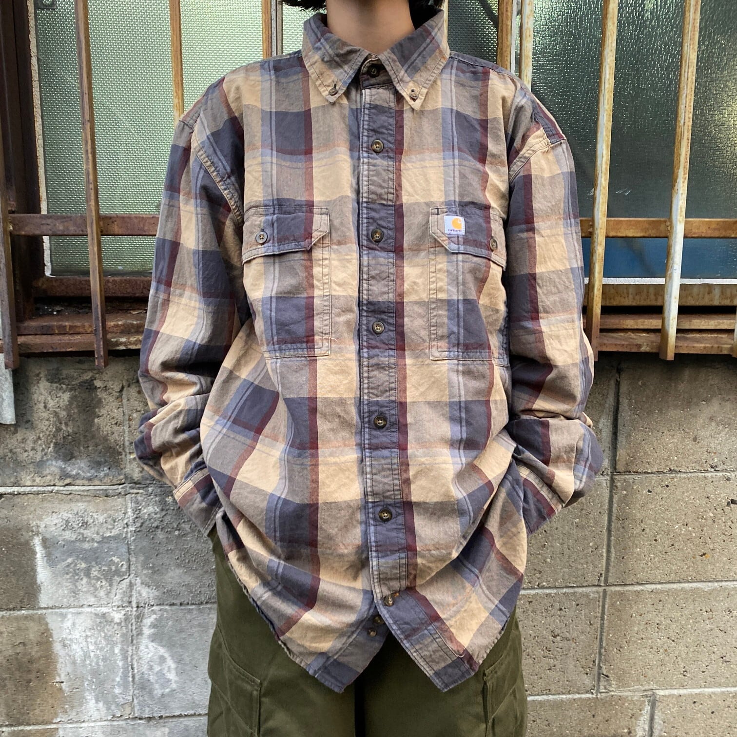 カーハート Carhartt 長袖 オックスフォード ボタンダウンチェックシャツ XXXL /eaa321599