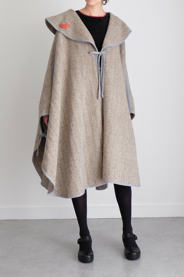 Herringbone cape coat