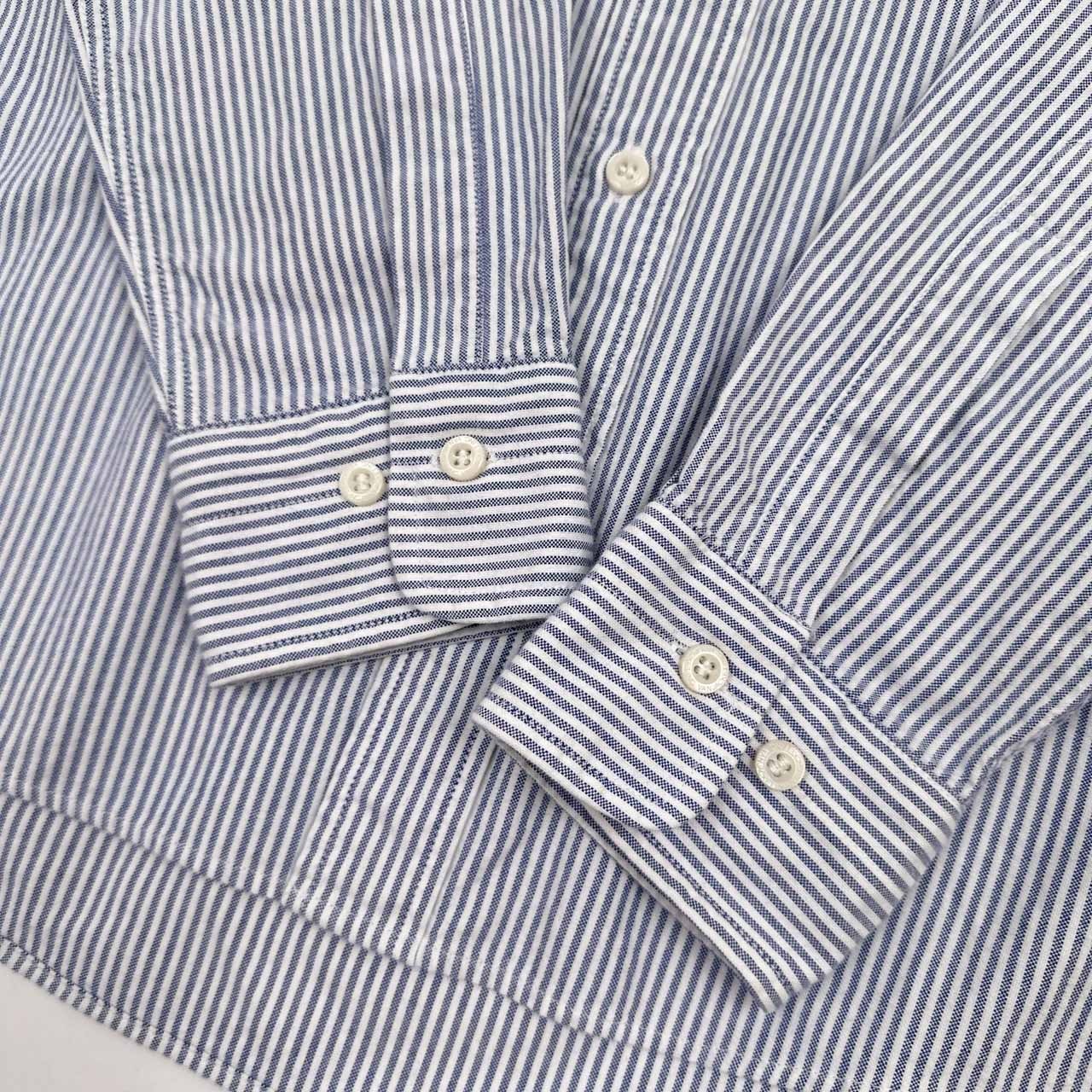 VAN JAC ヴァン ヂャケット エンブレム刺繍入り ストライプ オックスフォード BD 長袖シャツ M