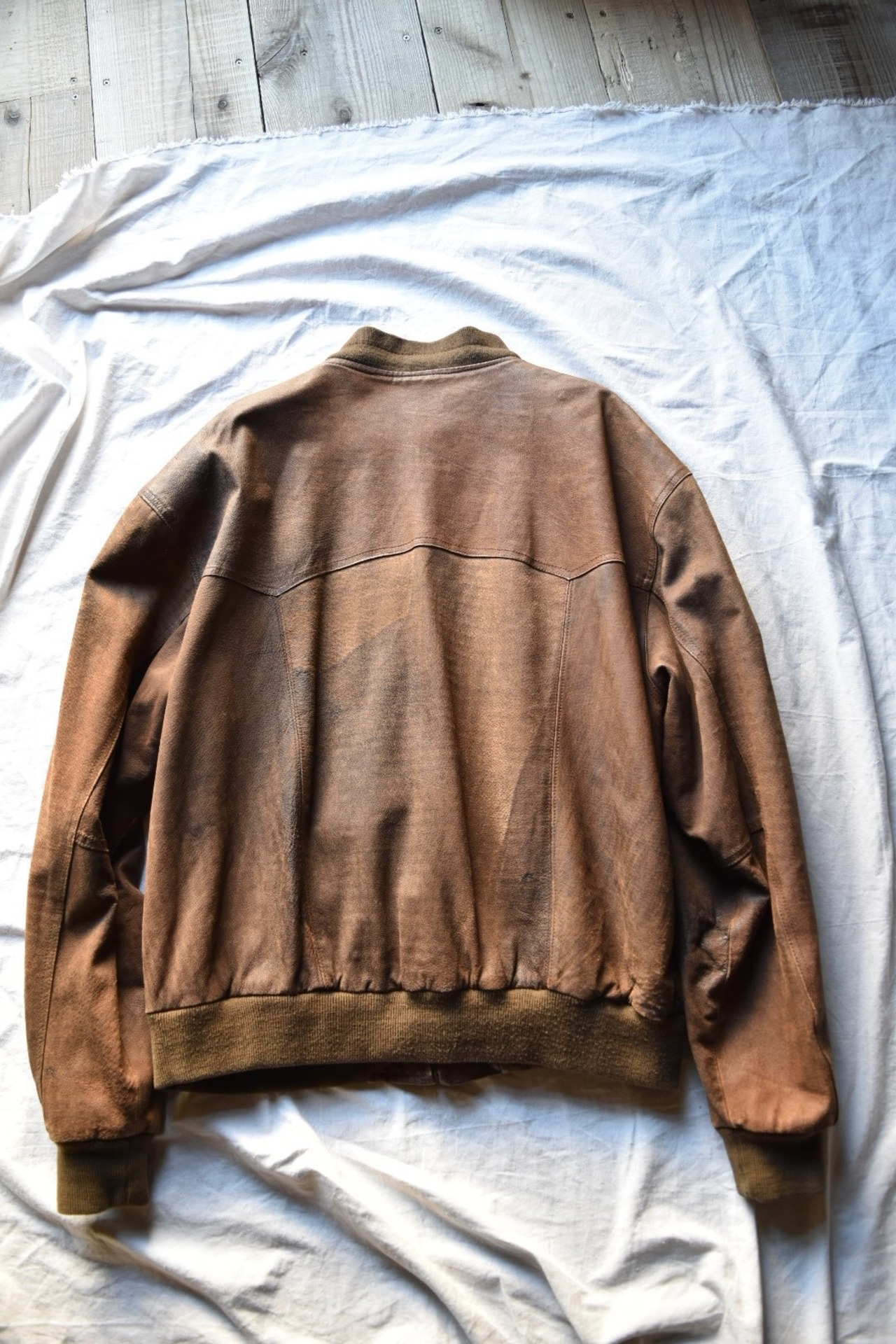 Brown leather blouson