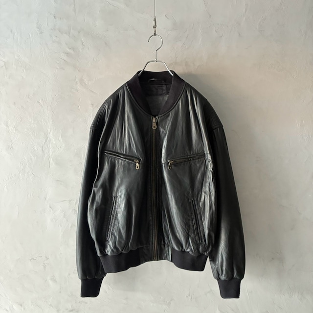 -Giorgio Piacente- Leather Bomber Jacket