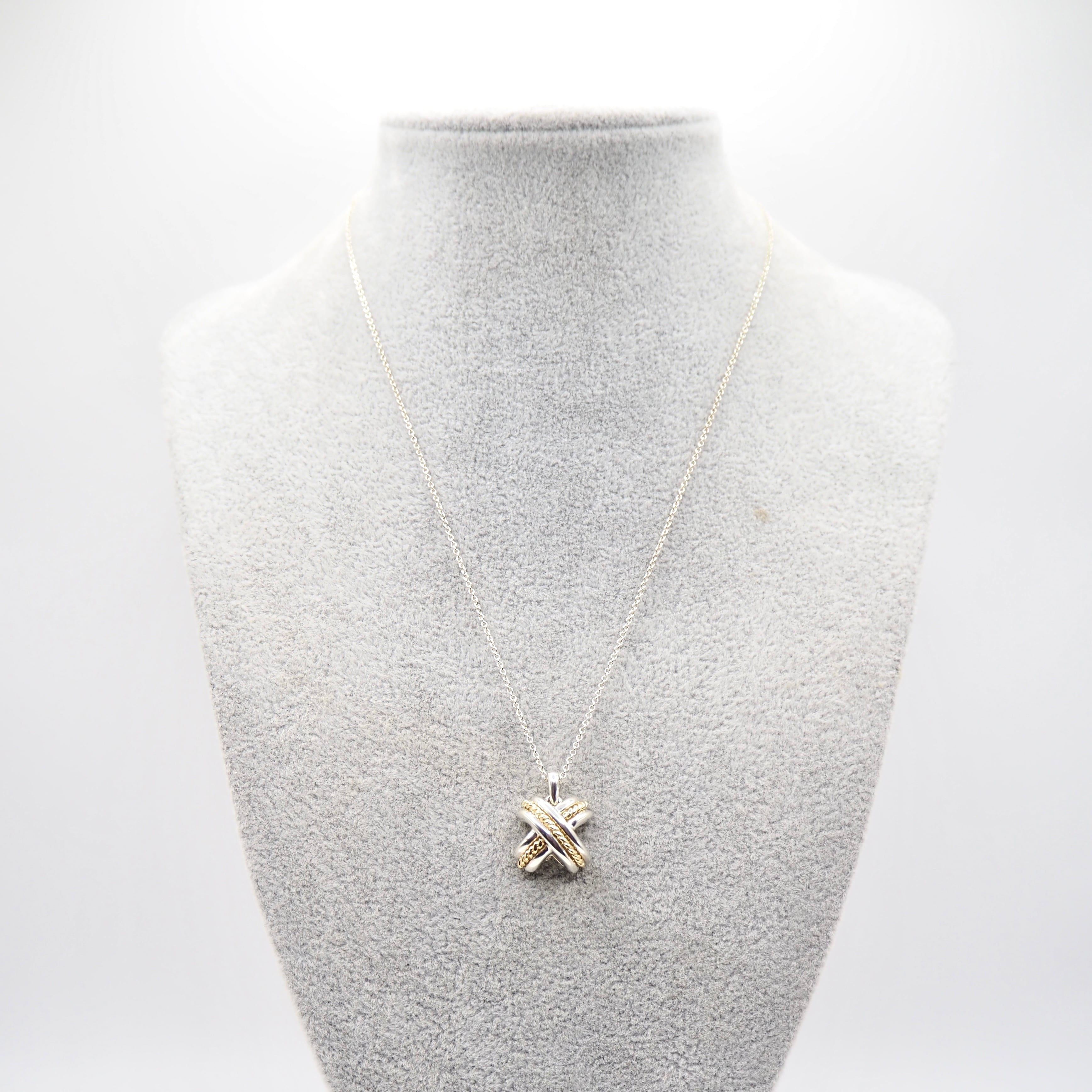 極美品 オールドティファニー シグネチャー コンビ ネックレス シルバー k18 Tiffany&Co. シグネチャー コンビ ネックレス シルバー925 K18