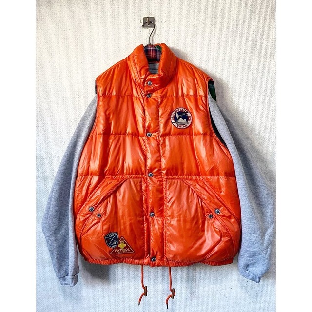 90s polo by ralph lauren ski patrol down feather vivid orange vest 