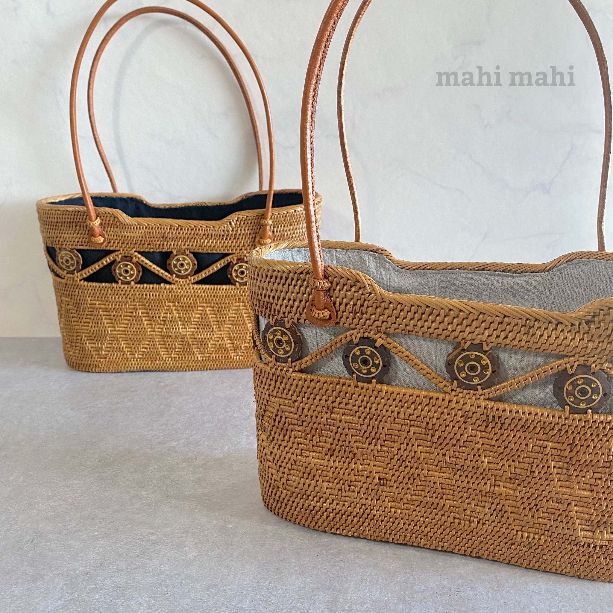 ココナッツチップの南国感♪心地よい通気性のかごバッグ☆ バリ島