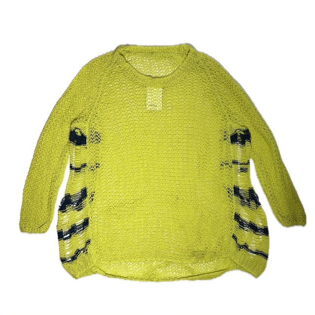 Yellow fishnet sweater