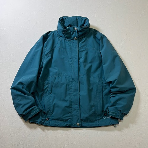 L.L.Bean　ドローコード　隠しフード　ナイロンジャケット　エルエルビーン　ブルーグリーン　M/REG 古着