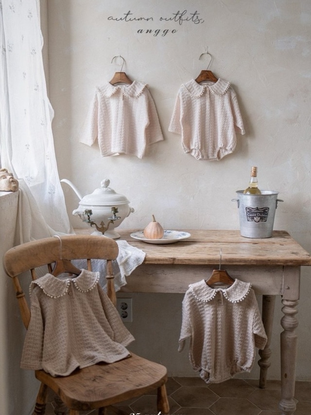 即納⌇anggo / ( bebe ) Yogurt collar Romper