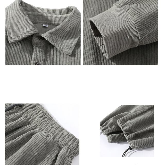 予約販売】メンズ セットアップ 上下 コーデュロイ ブラック ベージュ