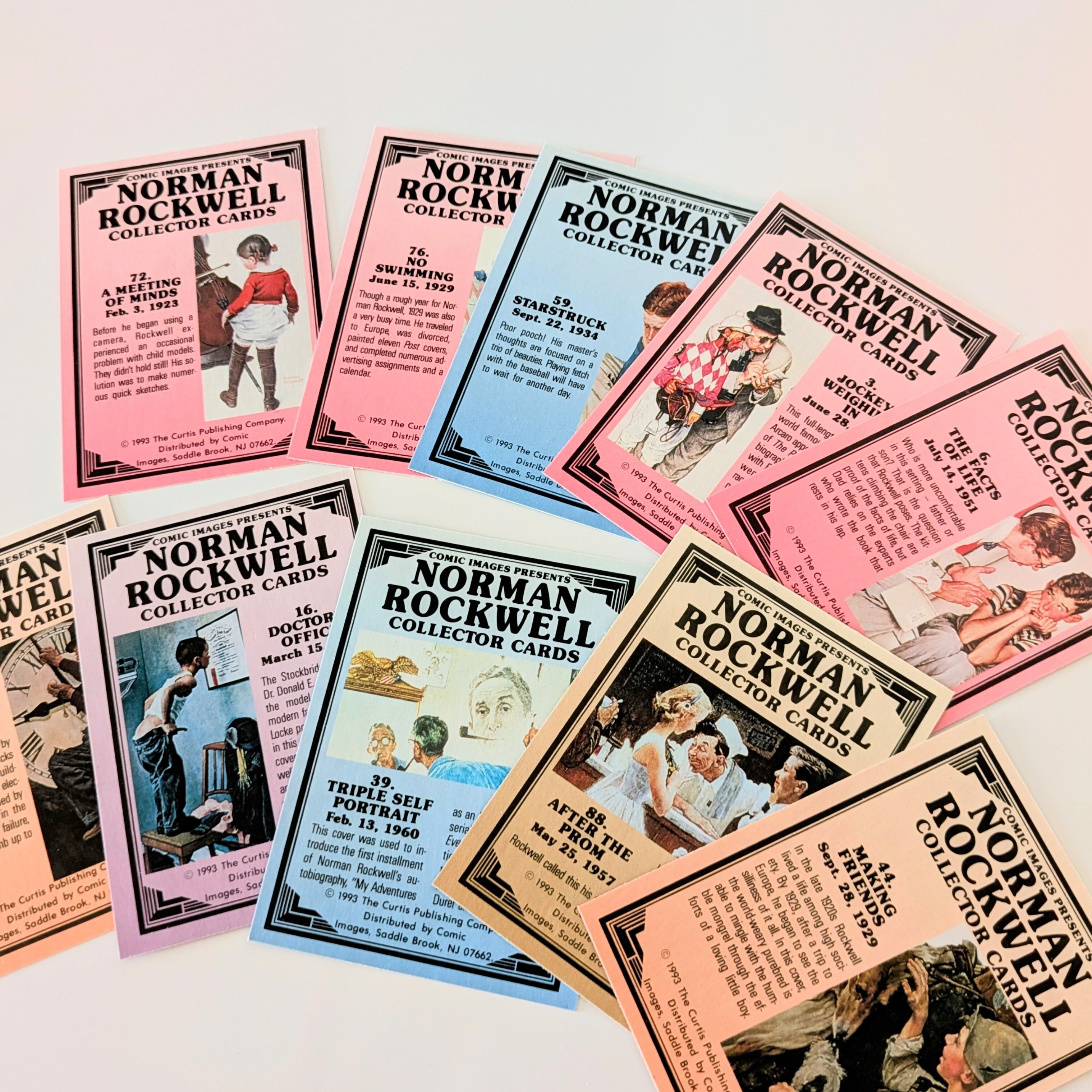 ☆送料無料！☆ 1993年製 【  COMIC IMAGES PRESENTS  NORMAN ROCKWELL COLLECTOR CARDS  Featuring New PlaQards （  ノーマンロックウェル コミックイメージ プレゼンツ コレクターズカード）】トレーディングカード 単品 （1個= 10 CARDS）〚アメリカン雑貨 アメトイ〛
