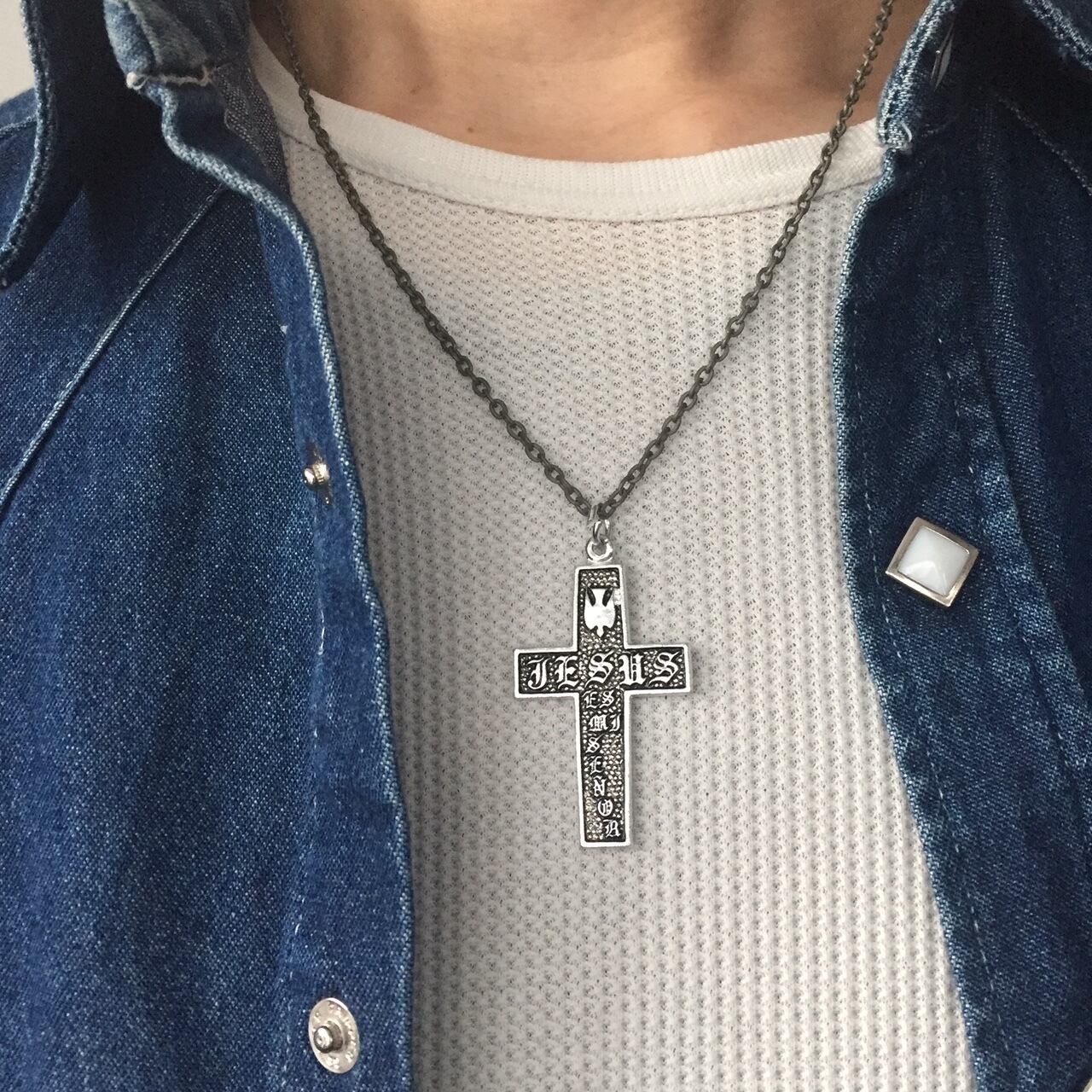 メキシカンジュエリー　クロスモチーフ　シルバー925 ﾒｷｼｶﾝ雑貨＜ｱｸｾｻﾘｰ フラットクロスネックレス✙／シルバー✧ | Pay ID