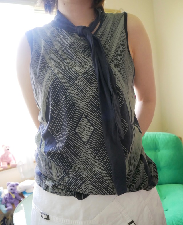 00s DIESEL Archive Geometric Tie-Neck Sleeveless Top