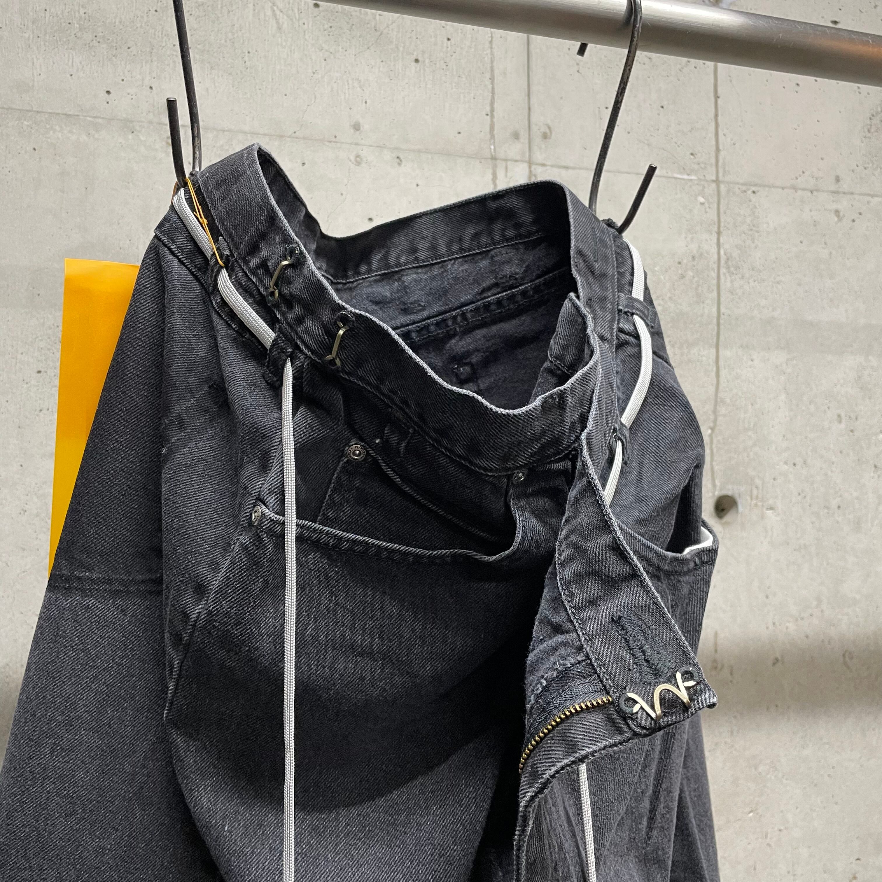 【MAISON EUREKA 】REWORK BIGGYSHORTS /ブラック MAISON EUREKA】Ex.VINTAGE REWORK BIGGY PANTS_BLACK④ | marfa store