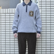 embroidery design half zip knit polo