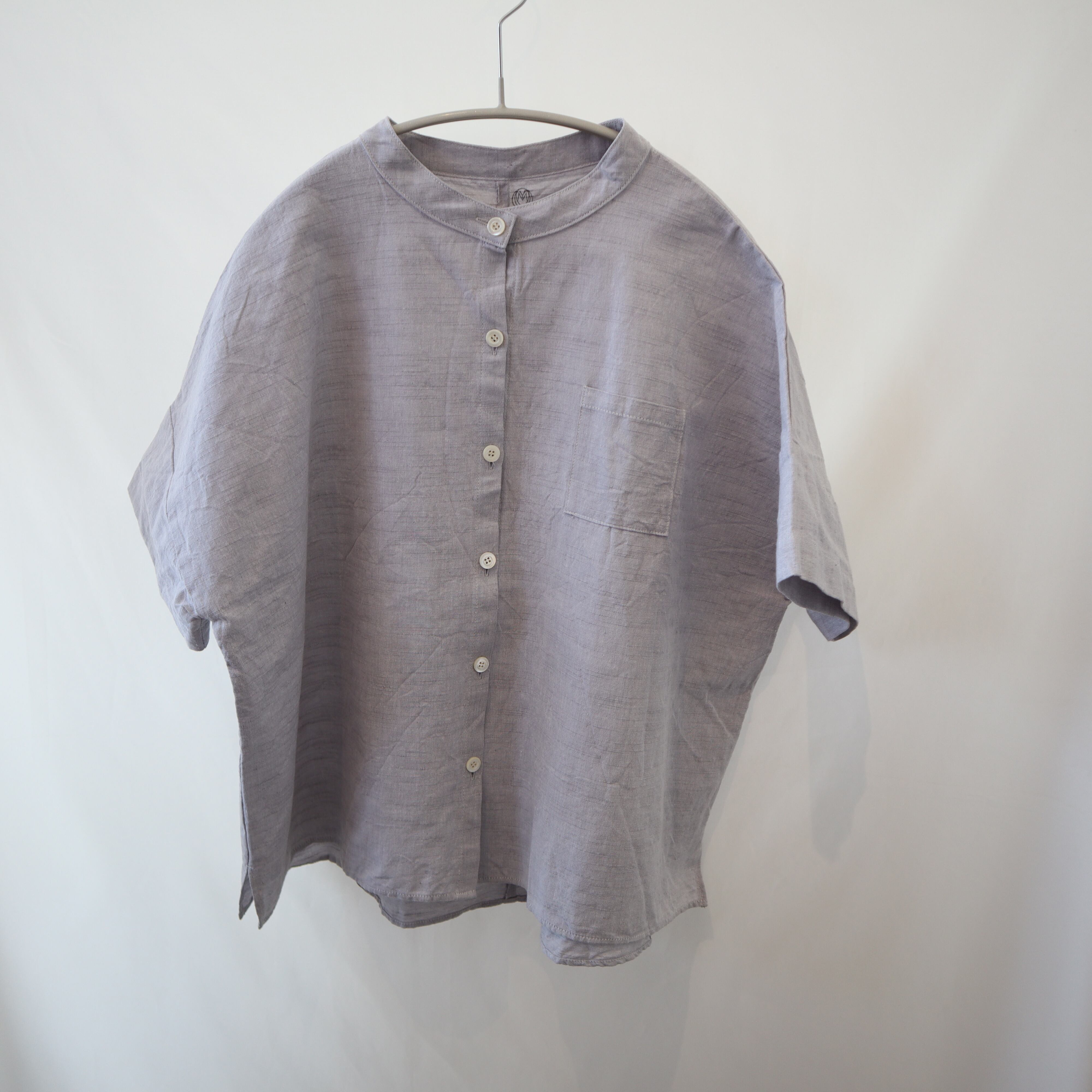 ꕤ水通しのみꕤ ヤンマ産業 会津木綿　スタンドカラーシャツ(袖あり+5cm丈) ꕤ水通しのみꕤ ヤンマ産業 会津木綿 スタンドカラーシャツ(袖