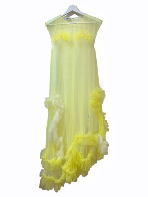 Ruffle Trimmed Tulle Sleeveless Dress