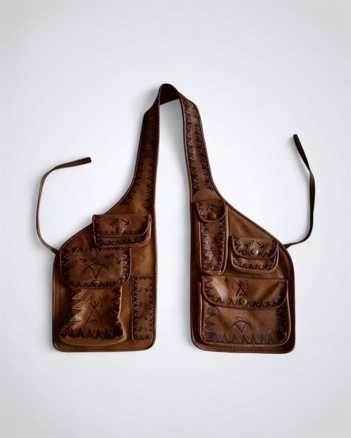 HAND PAINTED LEATHER HORSE SADDLE BAG