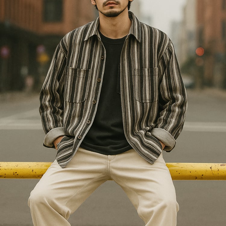 レトロ ストライプシャツ G00021