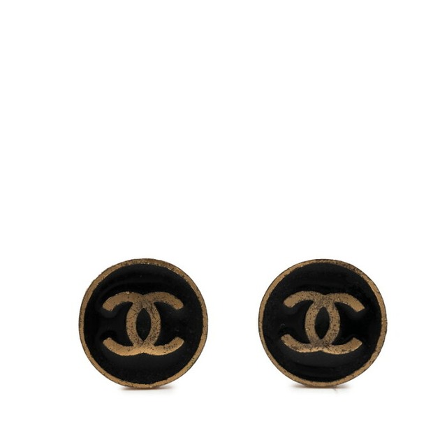 シャネル ココマーク イヤリング ゴールド ブラック メッキ レディース CHANEL 【中古】