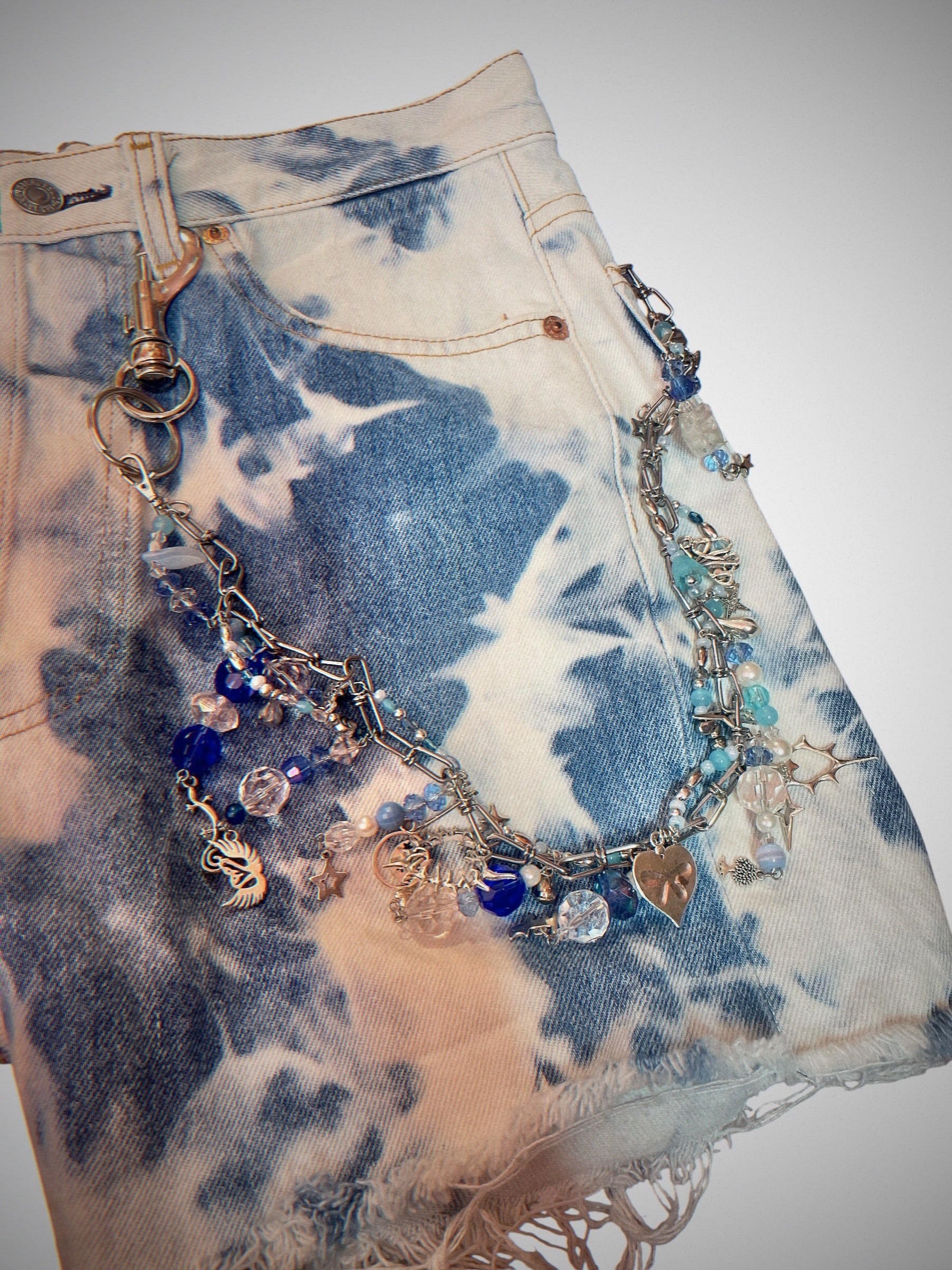 Chunky Charm Necklace 〈Silver blue〉
