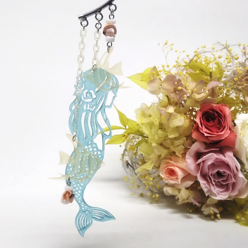 人魚姫 ＊ 切り絵 イヤーフック | すきかげ