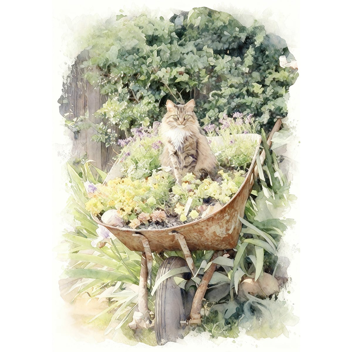 絵画 動物 猫 インテリアアート額付き 水彩画風 WAT1781