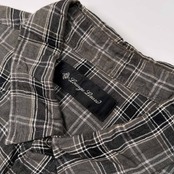 麻100% LOUNGE LIZARD ラウンジリザード チェック柄 半袖 リネン シャツ サイズ 2 /メンズ