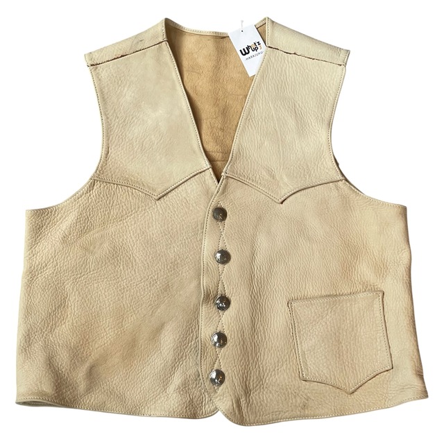~1950s Hand craft? "Grain leather" Concho button vest