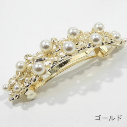 デザインパールのバレッタ/パーティーヘアアクセサリー【結婚式お呼ばれ】/浜松ドレスショップ/by6sense in the closet