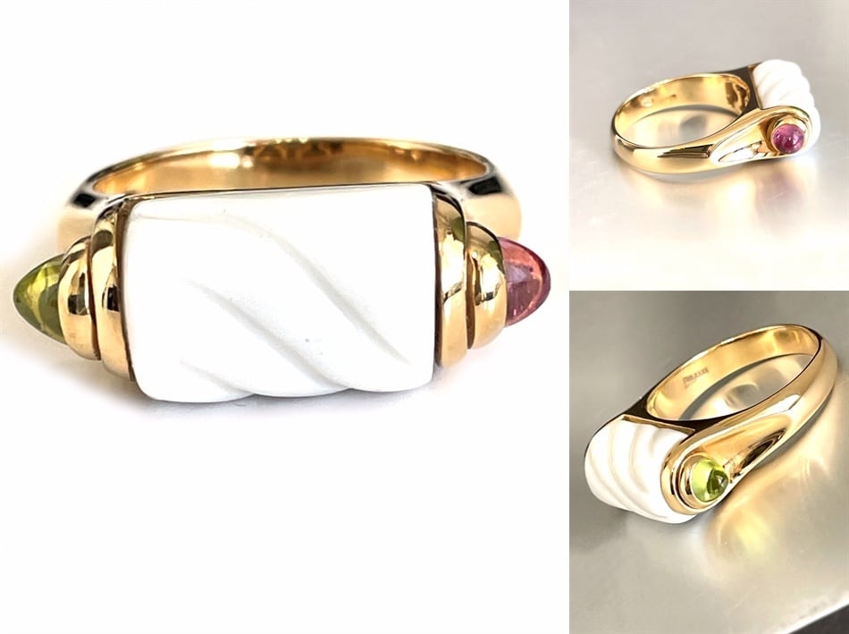 レア　美品　ブルガリ　K18　チャンドラ　トロンケット　リング　ペリドット　指輪 レア美品ブルガリK18チャンドラトロンケットリングペリドット指輪