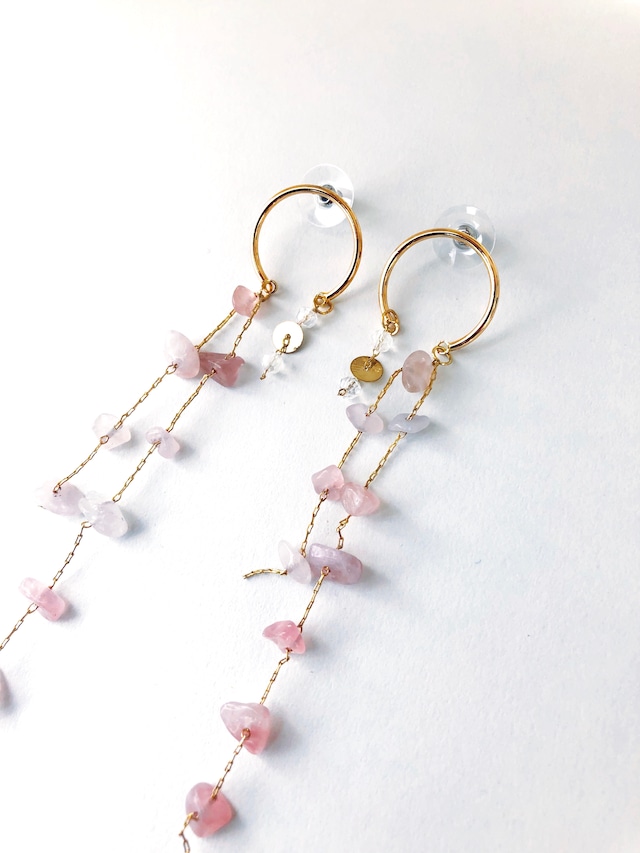 Pink chandelier pierce (ピンクシャンデリア ピアス)}